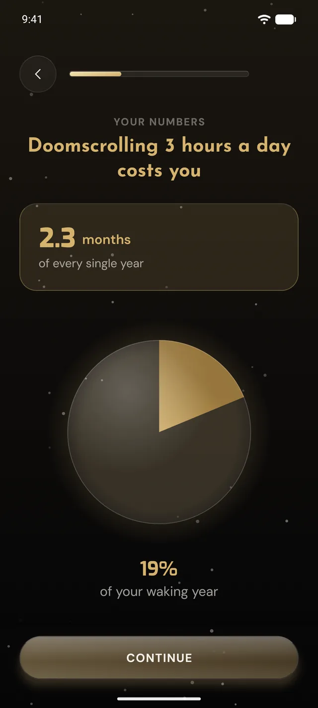 Screen showing scrolling costs 2.3 months a year